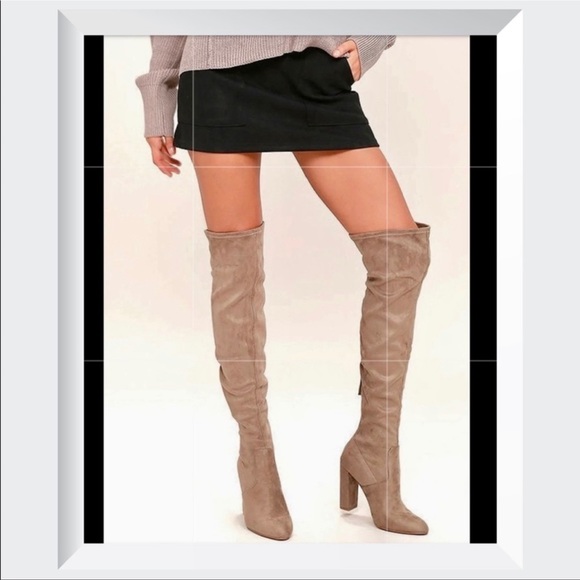 Steve Madden Shoes - Steve Madden Emotions Taupe Suede Over the Knee Boots